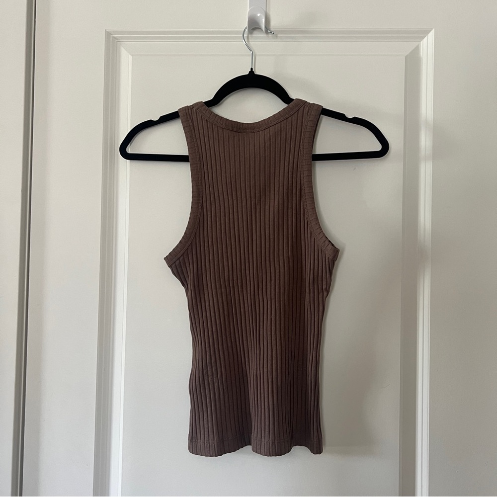 Frank & Oak Pink Clay Ribbed Racer Tank - Picture 2 of 6